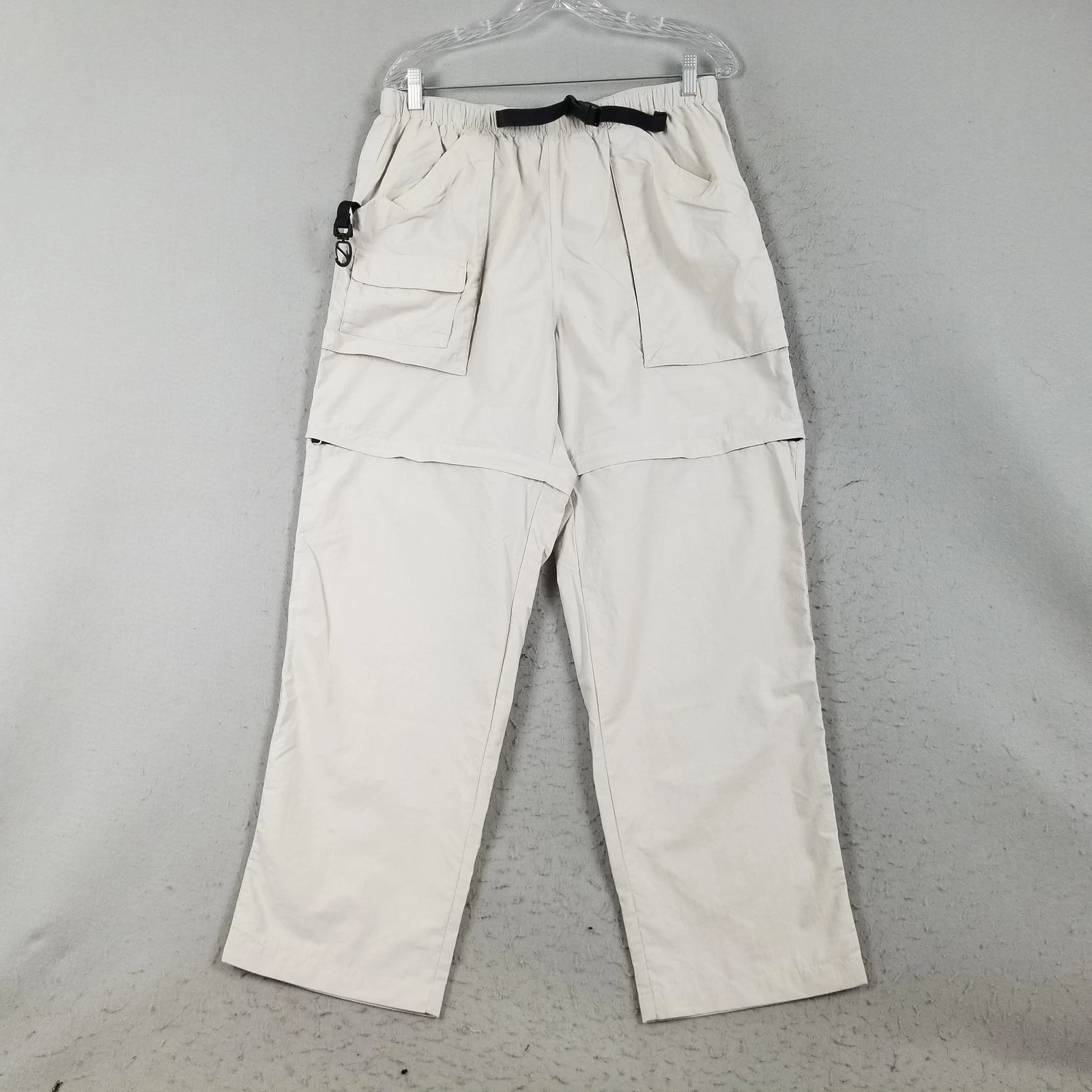 Lands' End Pants Mens Large Beige Nylon Convertible Cargo Hiking Outdoor
