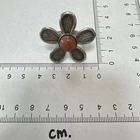 Sterling Silver Vintage Flower Floral Charm Spring Red Coral Hammered. Size 7
