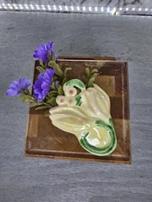 1950's Tiny Ceramic "Wall Pocket' Hanging Wall Vase with Tulip Design