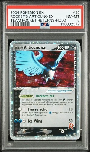 2004 POKEMON EX TEAM ROCKET RETURNS #96 ROCKET'S ARTICUNO EX-HOLO PSA 8