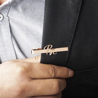 I Personalisierte Krawattenklammer Edelstahl mit Initialen Hochzeit Bräutigam