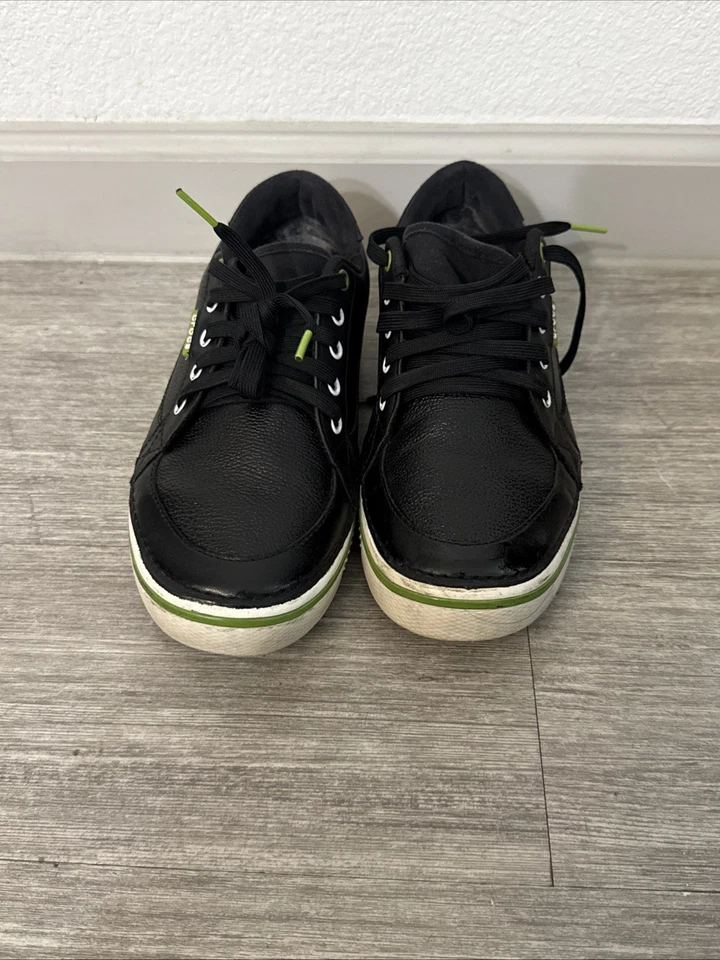 Crocs Hank Haney Mens 8 Golf Shoes Black Leather Spikeless Sneaker Cleats 18977 - Image 2 of 4