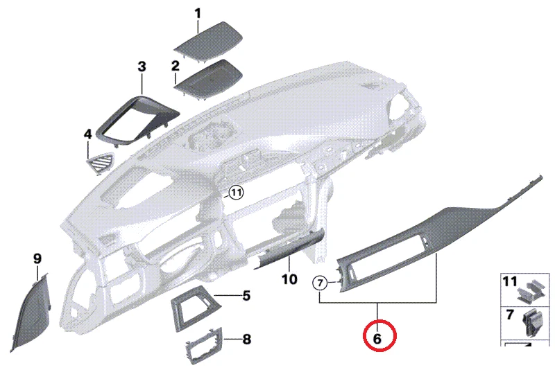NEW OEM BMW 3 F30 INSTRUMENT PANEL LEFT TRIM RHD 51459231459  