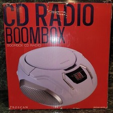 PROSCAN CD Radio Boom Box White PRCD261 TESTED  WORKS