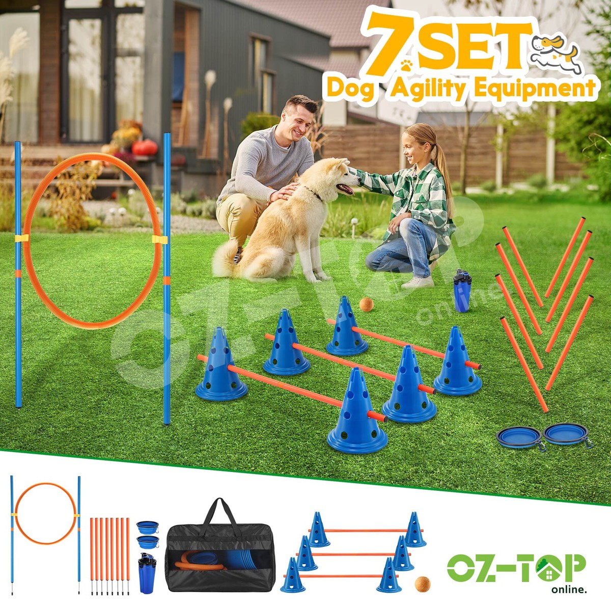 Set Dog Agility Equipment Pet Obstacle Training Course Supplies