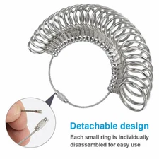 Metal Sliver Ring Sizer Guage Mandrel Finger Sizing Measure Stick Standard Tool