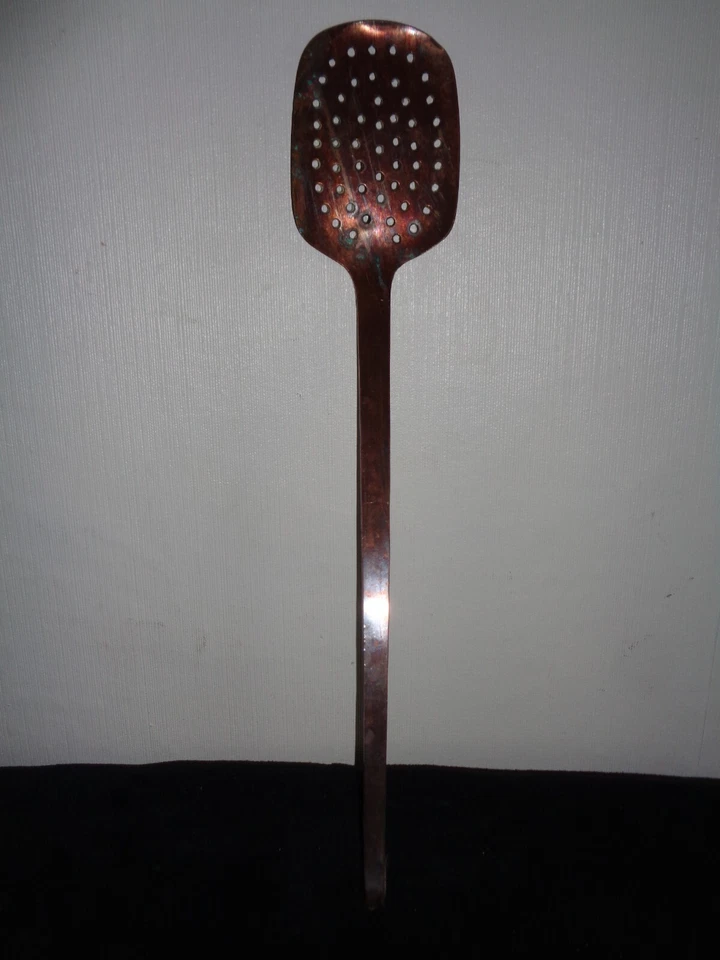 ancienne grande écumoire louche en cuivre vintage Français french copper ladle - Photo 3/4