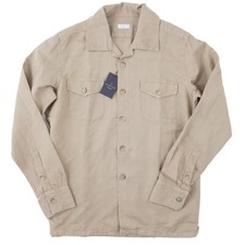 Sobrecamisa Sannino Napoli Sand Tan Tejida Lino y Algodón XL Camisa Nueva con Etiquetas