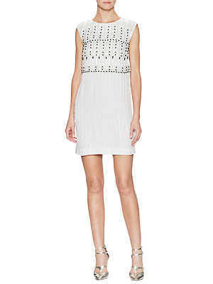 french connection white beaded dress French Connection Harmony Beaded Embellished White Party Dress 12