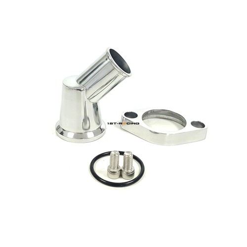 Aluminum Polished Water Neck Thermostat Housing For Chevy SBC BBC 45° 360 Swivel