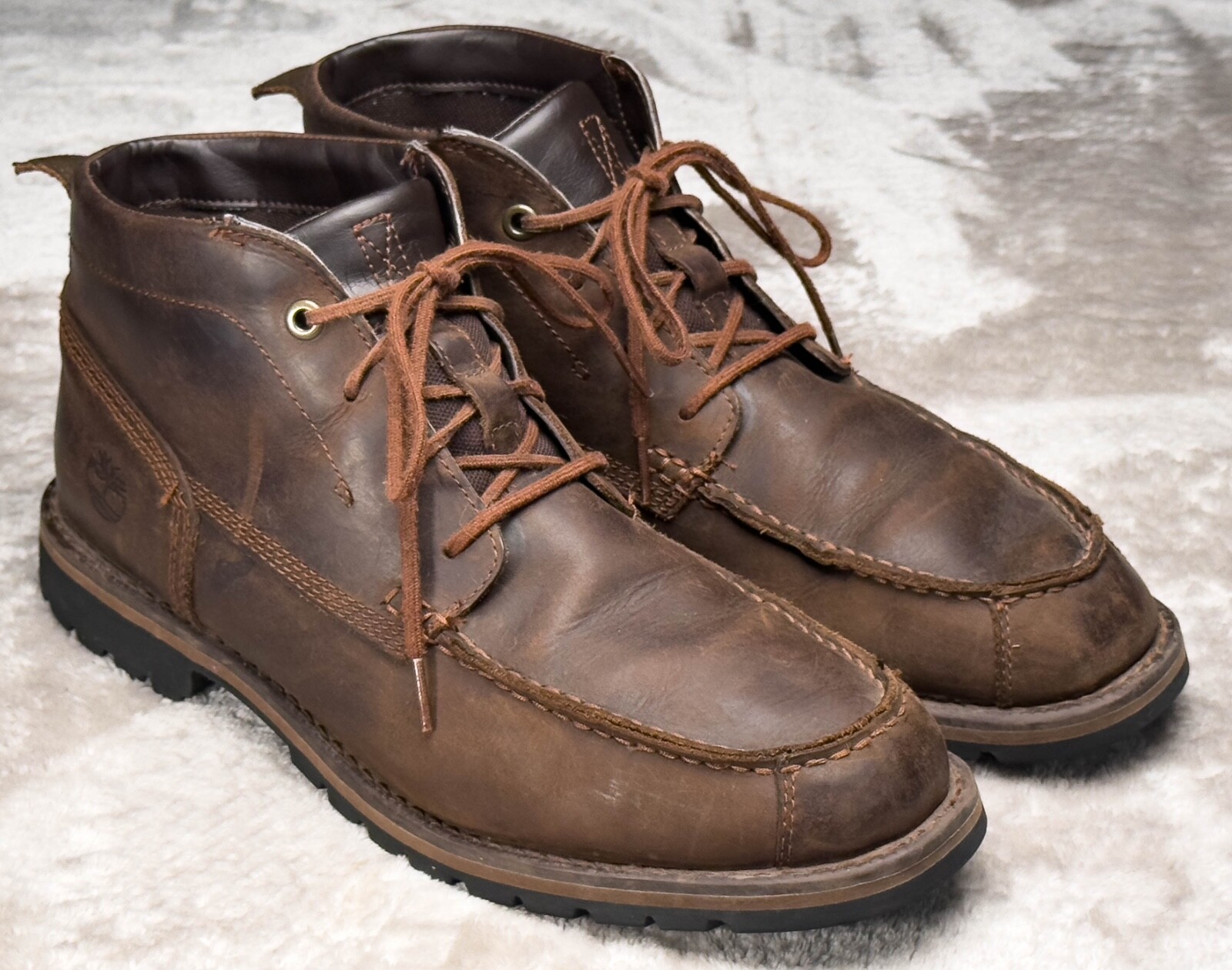 Timberland Grantley Brown Leather Moc Toe Chukka Boots Men Size 12 A1859