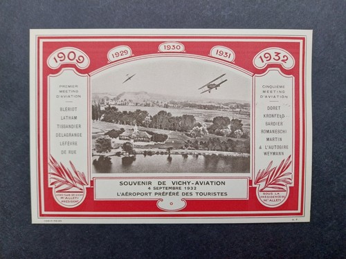 Vignette sur carte avion Aéro-Club - Souvenir de Vichy-aviation 4 Septembre 1932 - Picture 2 of 2