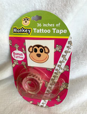 New VTG 2004 Smiling Chain Of Monkeys Temporary Tattoo Tape 36"  Bonus Tattoo