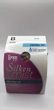 L'eggs Silken Mist Size B Nude Control Top Run Resistant Silky Sheer Pantyhose