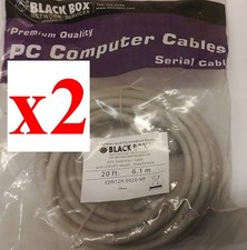 x2 20ft DB9 9-Pin RS-232 Male to Female M/F Serial Shielded Cable 20' Black Box