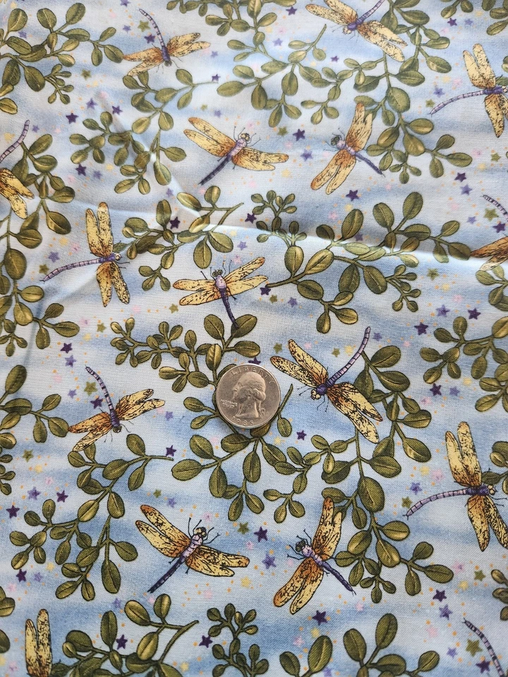 Hoffman Intn'l  Cotton Quilting Fabric, 1.25 Yd x 44", Fantasies, Dragonfly - Image 2 of 4