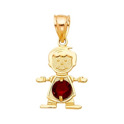 14K Gelbgold Januar Geburtsstein Zirkonia Junge Anhänger