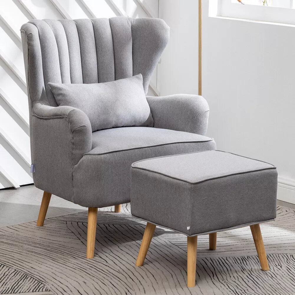 Chesterfield armchair 2024 and footstool