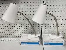 2 pack of Room Essentials LED Clip-on Desk Lamp White Flexible 11" Gooseneck