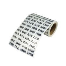 Serial Sticker Digital Sticker Label Size Number Rectangular Roll Silver 1-2000