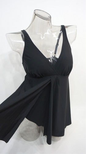 Croft & Barrow Black Tummy Control Flyaway One-Piece Swimdress Women's 10 #2061 - Picture 2 of 5