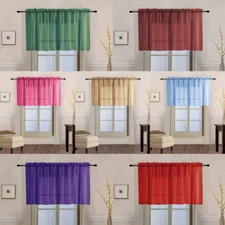 1PC SHEER STRAIGHT VALANCE WINDOW CURTAIN TOPPER SOLID COLORS 55" W X 18" L