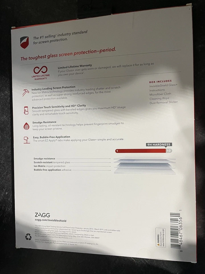 Zagg Invisible Shield Glass + Screen Protector For Apple 10.5” ipad Pro (Clear). - Image 2 of 2