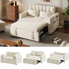 3-in-1 55" Convertible Sofa w/ Pull-Out Bed Adjustable Backrest Loveseat Sleeper
