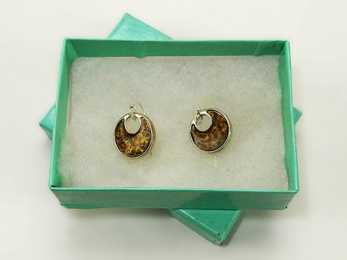 Amber Iridescent Teardrop Earrings, Vintage Fashion Jewelry, JWL-480 - Picture 2 of 6