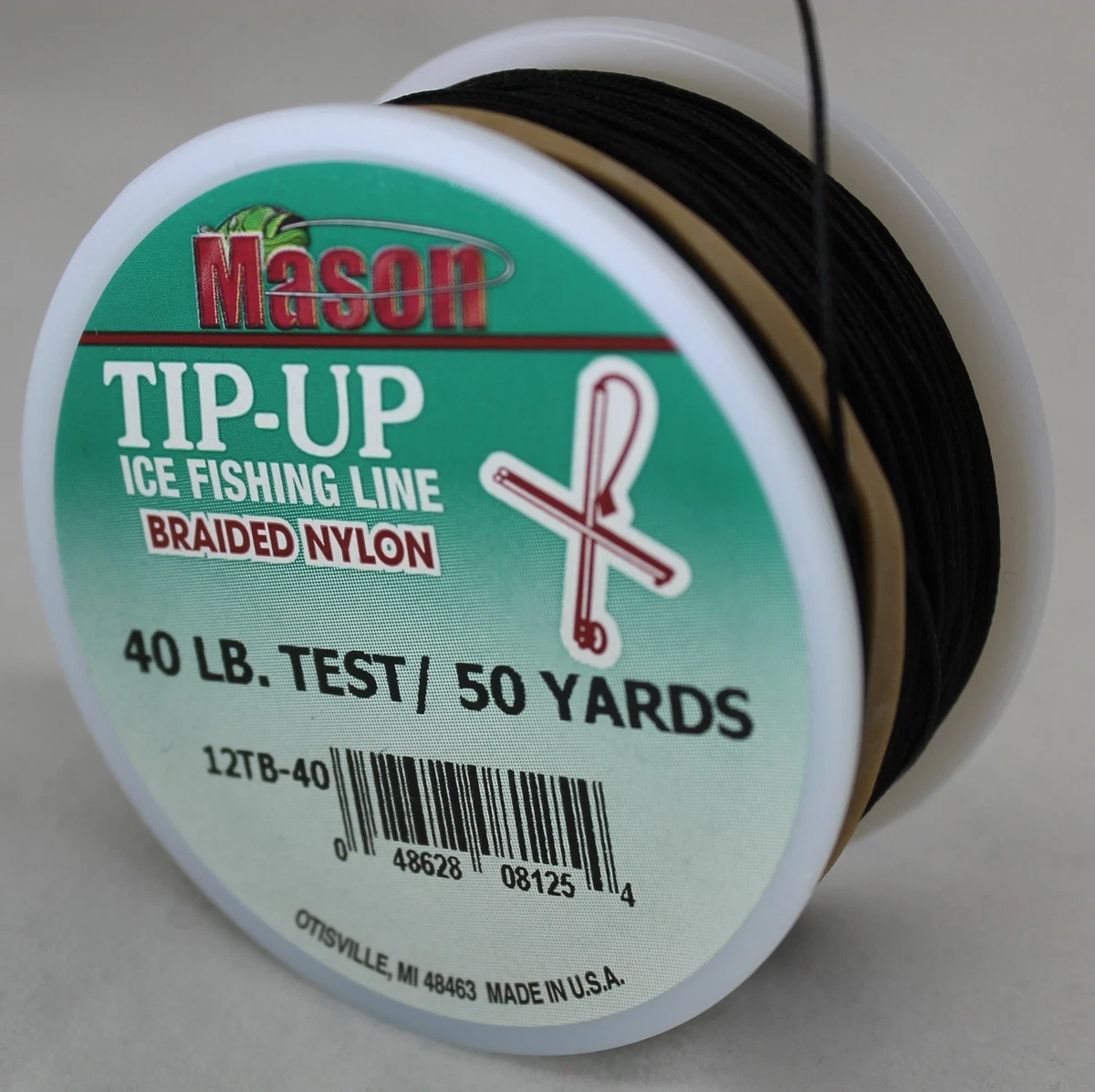 MASON ICE FISHING TIP-UP LINE 50 YD SPOOL BRAIDED NYLON CHOOSE SIZE/COLOR