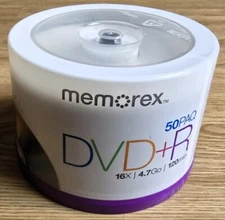 NEW Memorex DVD+R Discs 50 Pack 16x 4.7GB 120 Min Spindle Blank Recordable DVDs