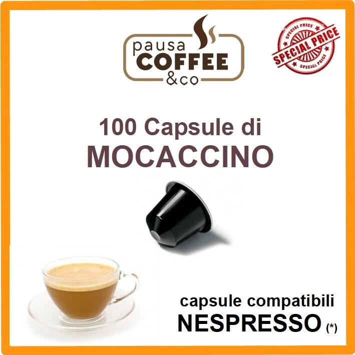 PAUSACOFFEE 100 capsule cialde di MOCACCINO compatibili NESPRESSO
