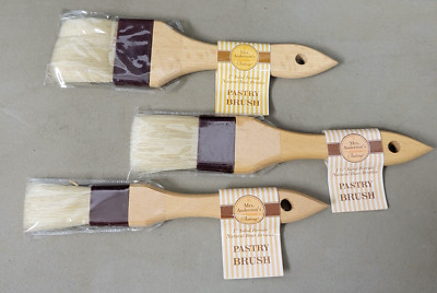 HIC Mrs.Anderson's Pasty Brush 3 pack; 1, 1.5, 2 inch with Boar Bristles