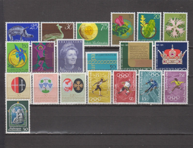 LIECHTENSTEIN 1971 AÑO COMPLETO NUEVO SIN FIJASELLOS MNH 20 SELLOS VER IMAGEN