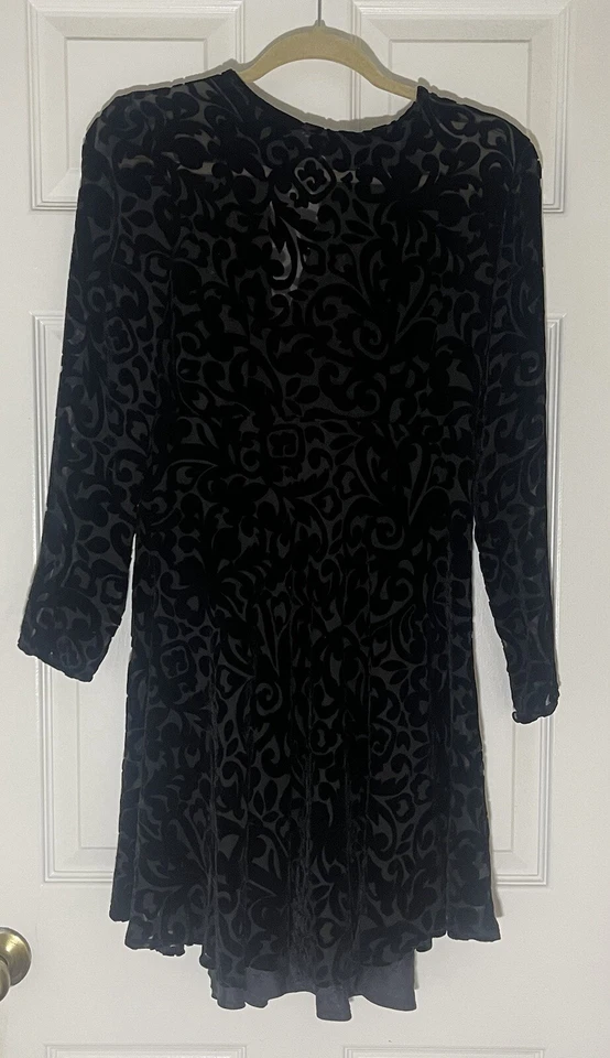 Georgiou Classic Black Rayon  Illusion Long Sleeve Dress Size 4 (XXS) - Image 4 of 4