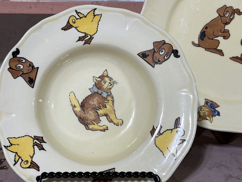Vintage Mount Clemens Baby Child’s Plate Bowl Dog Duck Retro Kitchen Highchair - Picture 2 of 5