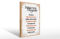 Holzschild Spruch 30X40 Cm Toiletten Regeln Weiß Beige Muster