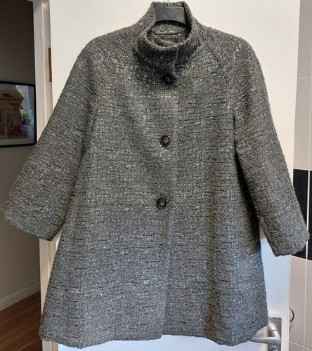 Weekend By MAX MARA Grey Metallic Thread A-Line Coat - 10 - Picture 6 of 15