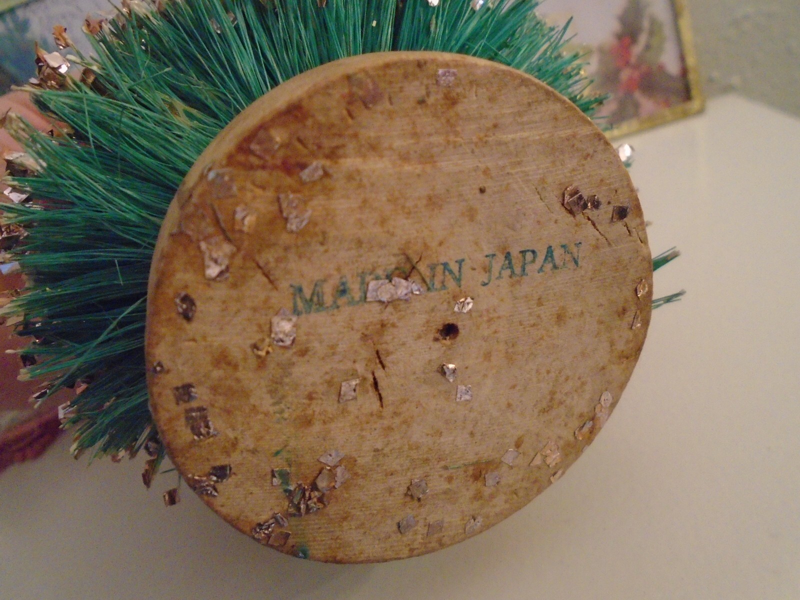 Vintage Bottle Brush Christmas Tree Made in Japan Fruits Pinecones Glitter