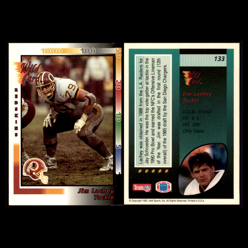 Jim Lachey lotto di 6 carte da calcio diverse 1990-1992 Washington Redskins - Foto 8 di 8