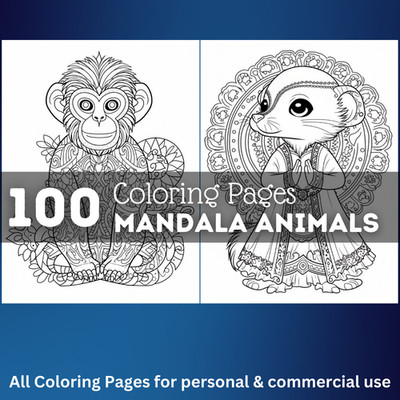 100 Mandala Tiere #4 zum ausdrucken °Digital° & POD Erlaubnis (Nr. 267)