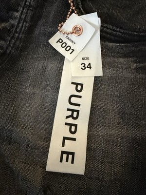 Purple Brand Jeans Men Distressed Skinny Black P001 $250 Size 34