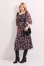 Dorothy Perkins Floral Midi Dress Womens Daywear Dresses