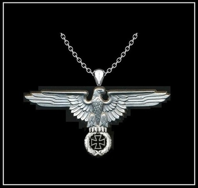 #ad #ad GERMAN EAGLE w IRON CROSS Necklace 2 3 4quot; Wide Silver Steel 24quot; Chain $16.99