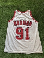 VTG Dennis Rodman Chicago Bulls Home White Jersey Size Med