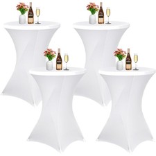 Elegante 4er-Set Stretch Stehtischhussen für Bistrotische, Weiß, 70-75cm