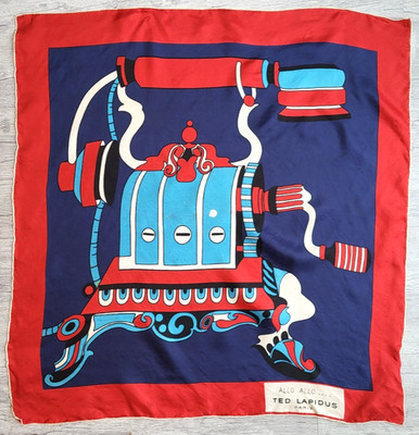 Vintage TED LAPIDUS Paris ''Allo Allo'' Telephone 100% Silk 26'' Square Scarf