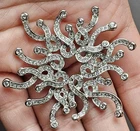 Vintage Elegant Medusa Silvertone Rhinestone Brooch Pin Costume Jewelry Signed
