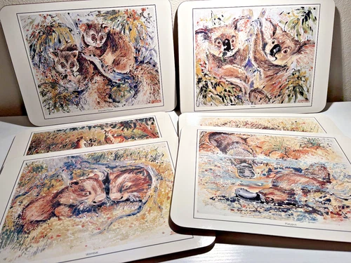 Jason Australia Wildlife Placemats Set of 6 Cork Back 8.5x11.5 Spencer Art