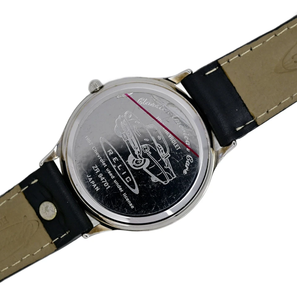 Reloj Coche Chevrolet Fossil Relic 1957 Edición Limitada Coleccionable Cuero Negro Foto 4 de 4